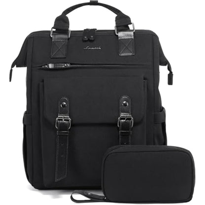LOVEVOOK Laptop Backpack Women 17inch, School Bag, Large Backpack Womens For College University Travel Work With Electronics Organizer Bag, Water-resistant Rucksack Bags With USB Charging Port, Black