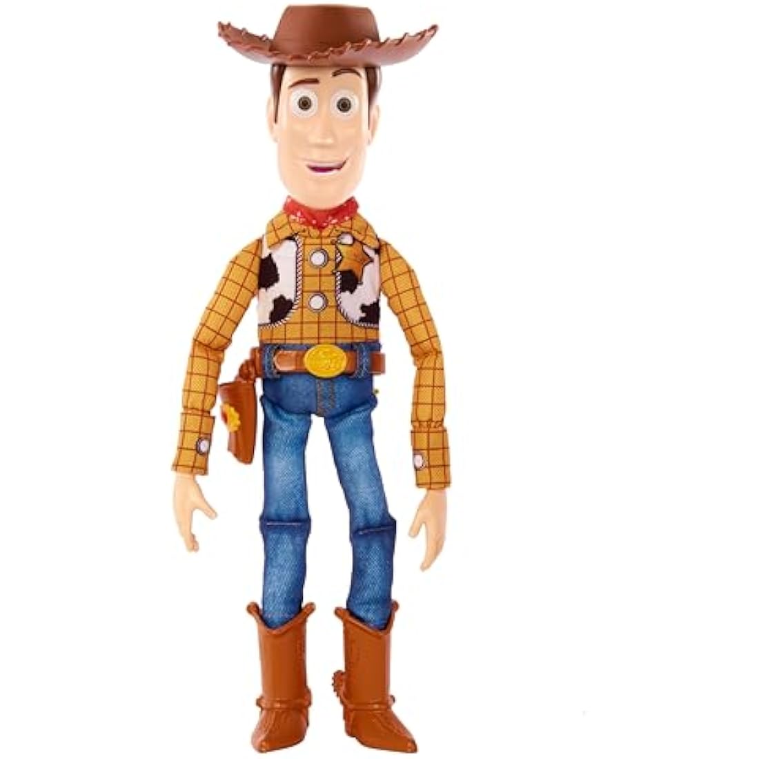 Mattel Disney Pixar Toy Story Roundup Fun Woody Large Talking Posable Figure, 12 Inches Tall with 20 Phrases Authentic Detail, Fabric Plush & Plastic, HFY35