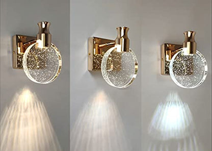 KRIPINC Crystal Wall Sconce, Nordic Style Crystal Wall Light, Simple Crystal LED Wall Lamp, Art Deco Wall Lights for Living Room, Bedroom, Bedside,
