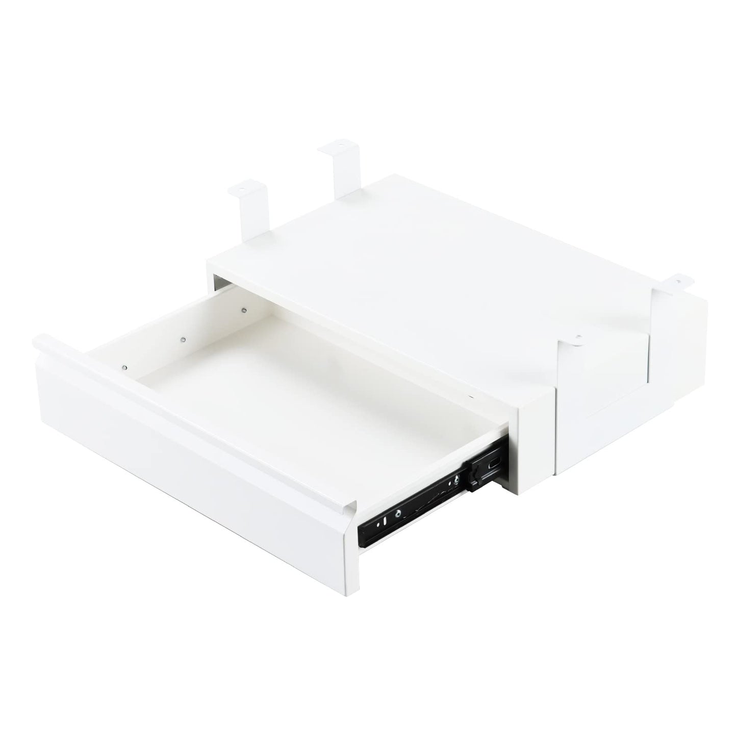 OSteed Large Under Desk Metal Drawer 45cm, Office Under Shelf Drawer, White