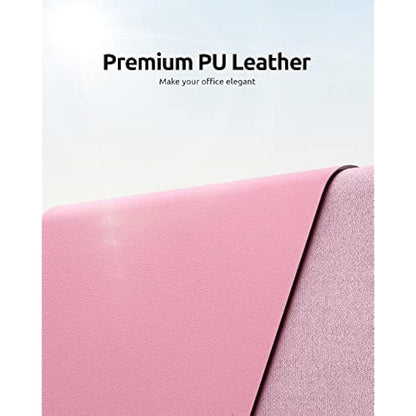 YSAGi Leather Desk Mat, Large Mouse Mat, Non-Slip Desk Pad, Waterproof PU Leather Table Protector Writing Pad for Office and Home (80 x 40 cm, Pink)