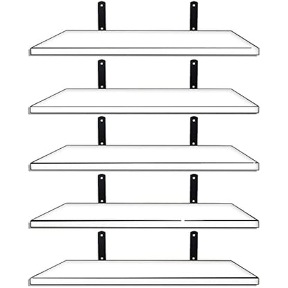 Mardili Shelves Wood Wall Mounted Shelf, Rustic Shelves Set of 5（White）, 42x15x1.5cm