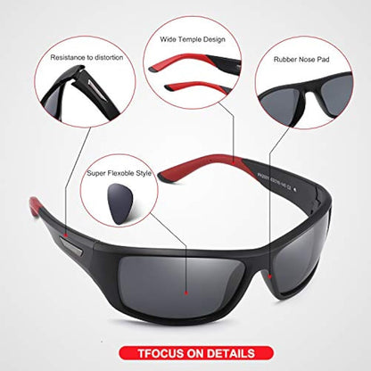 PUKCLAR Polarised Sports Sunglasses for Men Women Driving Sunglasses Cycling Running Fishing Goggles TR90 Frame