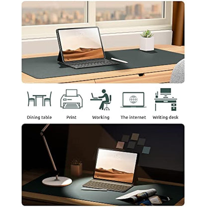 YSAGi Leather Desk Mat, Large Mouse Mat, Non-Slip Desk Pad, Waterproof PU Leather Table Protector Writing Pad for Office and Home (60 x 35 cm, Dark Green)