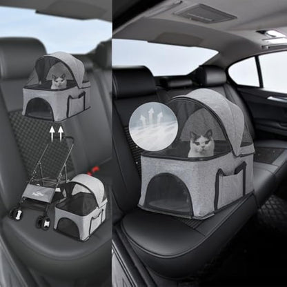 Bingopaw Pet Stroller, Foldable Dog Pram 4 Wheel Kitten Pram for Puppy and Cat with Detachable Blanket and Rain Cover as Gift Loads Up to 20KG