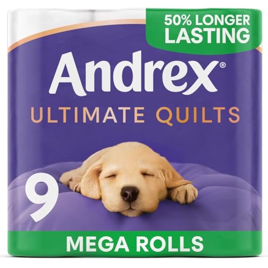 Andrex Ultimate Quilts 9 Mega Toilet Rolls = 13.5 Standard Toilet Rolls, 50% Longer Lasting Paper, Air Pocket Technology for Soft, Thick Sheets, FSC Certified