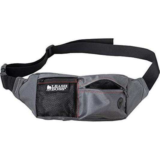 Leash Boss Dog Treat Pouch for Training | Dog Treat Fanny Pack for Walking, Running, Hiking | Portable Kibble Snack Container for Pets | 3 Pack, Grey, 168g