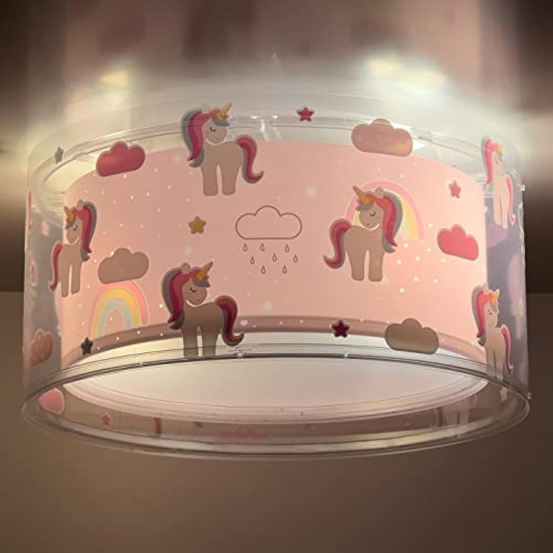 Dalber Children's Ceiling Light for Unicorns, Animals, Pink