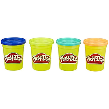 Play-Doh 4 Pack of Wild Non-Toxic Colours for Kids 2 Years and Up, 4-Ounce Cans (Dark Blue, Bright Green, Orange, Green), Modelling Compound, Gift Idea for Boys and Girls
