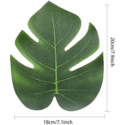 12PCS Artificial Palm Leaves Tropical Plant Leaves Tropical Leaf Jungle Leaves Decorations Faux Monstera Leaves Fake Leaves Safari Leaves For Hawaiian Luau Party Jungle Beach Theme Party Decorations