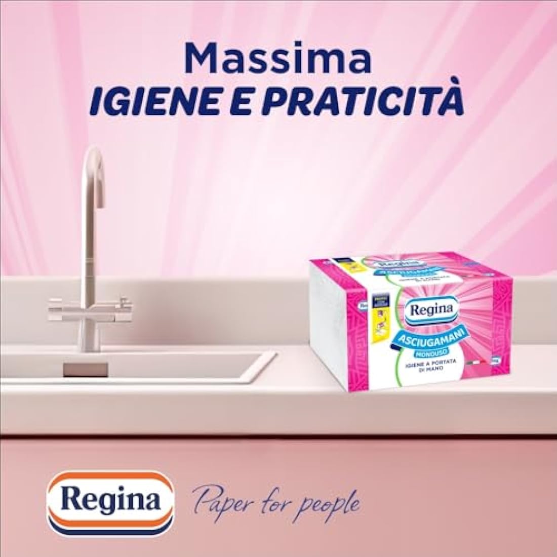 Regina Disposable Towels – Pack of 100 Services, Disposable Towels Practical and Hygienic, 100% FSC Cellulose, Biodegradable, Dispenser Pack