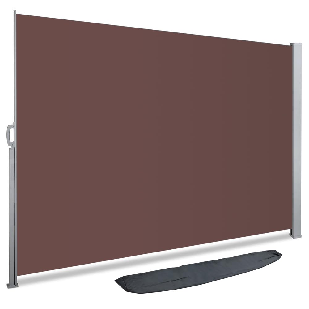 VOUNOT Retractable Side Awning, Outdoor Privacy Protection Screen for Garden, Balcony, Terrace, 180 x 300 cm, Dark Brown