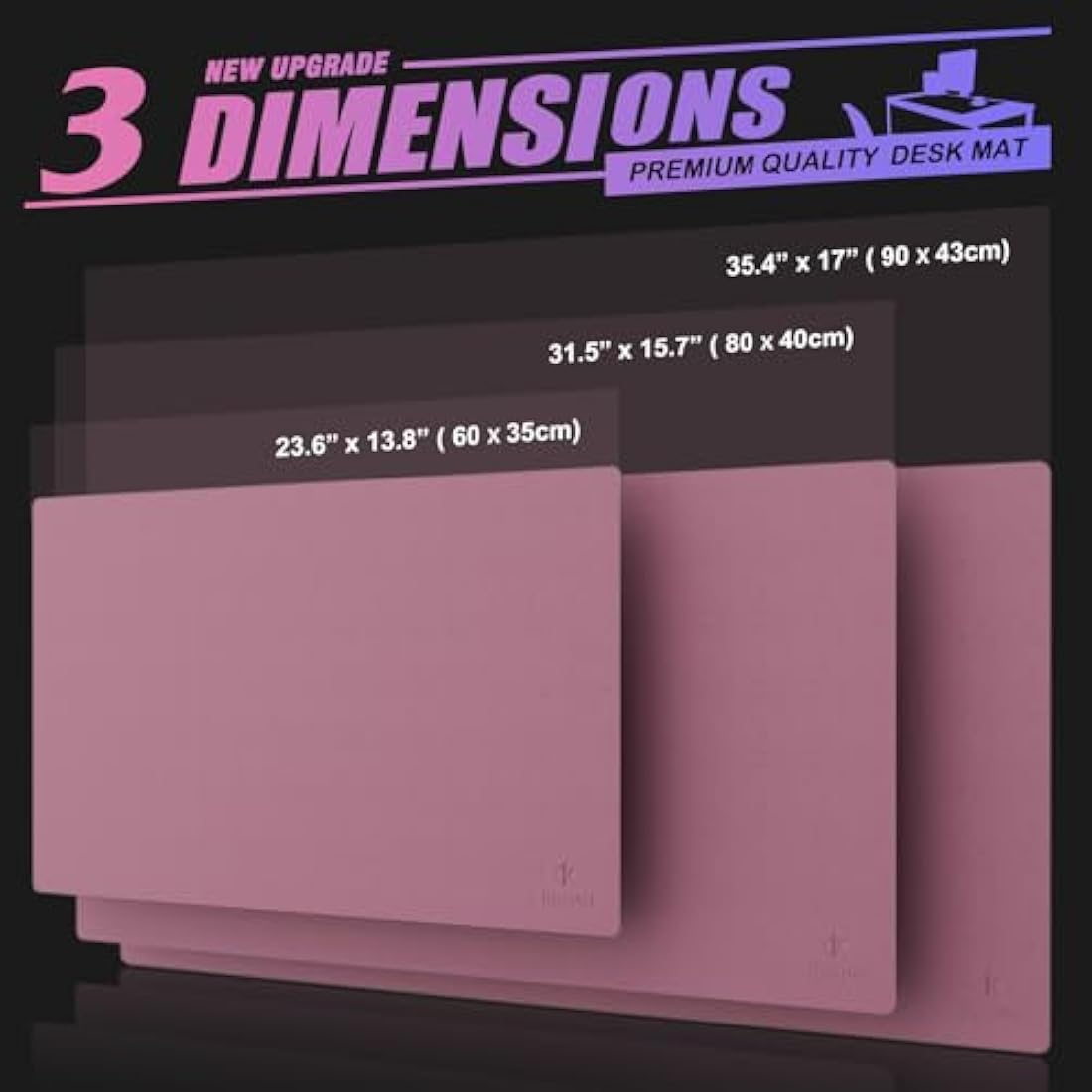 K KNODEL Small Office Leather Desk Mat, Mouse and Keyboard Pad, Computer and Laptop Mat, Desktop Protector and Cover, Writing Pad and Blotter (60x35cm, Purple)