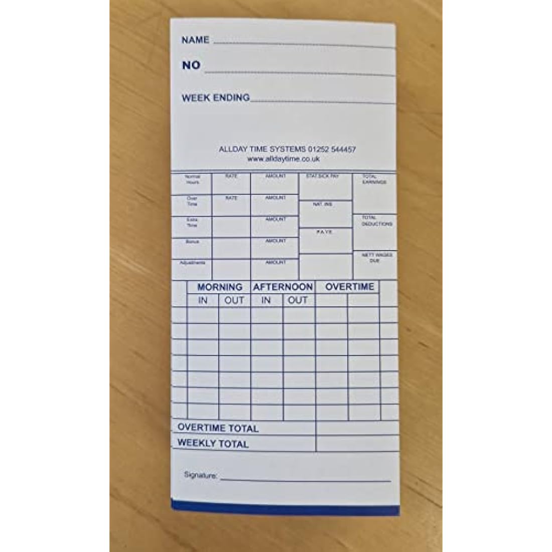 QuickClocks Weekly Clocking in Cards (Pack 500 Cards) for QC500N, QC500D and QC400 Clocking in Machines
