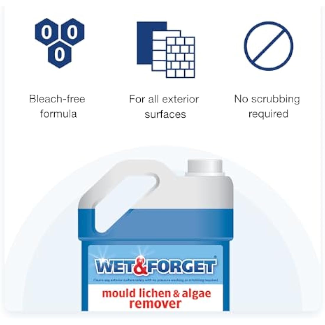 Wet & Forget Mould, Lichen & Algae Remover, Outdoor Patio Cleaner, Black Spot Remover, Bleach Free, 2L