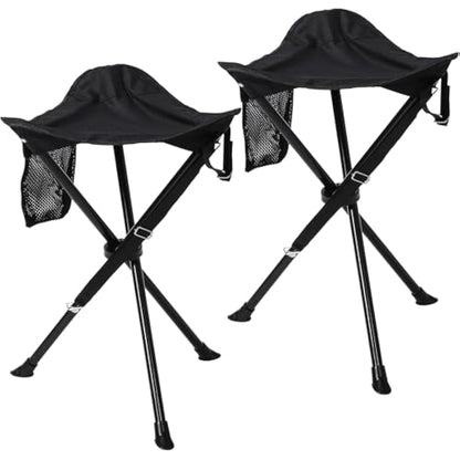 REDCAMP 2 Pack Tall Tripod Stool Folding, 22.4-inch Lightweight Tripod Chairs Portable for Backpacking Hiking Hunting Fishing, Dark Black