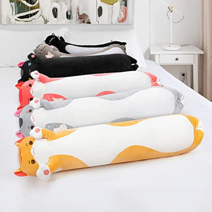 Mewaii 28in Long Cat Plush Pillows Stuffed Animals Squishy Pillows - Plushie Cute Kitty Sleeping Hugging Plush Pillow Soft Toys for Kids(Orange)