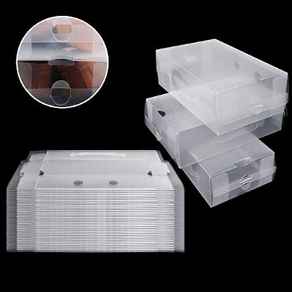 Kurtzy Clear Plastic Shoe Storage Boxes (40 Pack) - Suitable for Women's, Men's and Children's Shoes - Foldable, Corrugated and Stackable for Storage and Travel