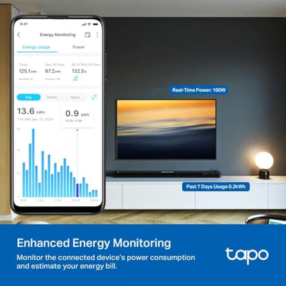 Tapo P110 (4-Pack) Smart Plug, WiFi Plug, Energy Monitoring, Electricity Usage Monitor, App Remote Control, Alexa Plug, Voice Control with Alexa & Google, Away Mode, Scheduling & Timer, Device Sharing