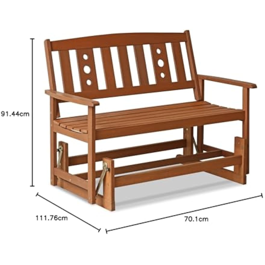 Furinno Outdoor Hardwood New Mexico Glider, Wood, Natural, 111.76 (W) x 91.49 (H) x 70 (D) cm