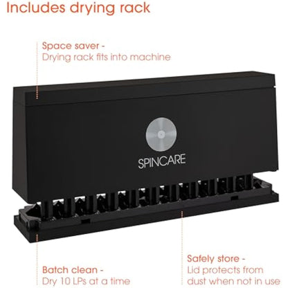 Vinyl Record Cleaner Kit by SPINCARE | Record Cleaning Machine Includes Washer Solution Drying Rack & Accessories | Cleans 500 LPs & Protects Labels