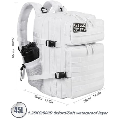 LHI Military Tactical Backpack for Men and Women 45L Large waterproof Rucksack for School, Hiking, Trekking, Hunting