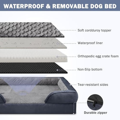 JOEJOY Large Dog Bed, Orthopedic Memory Foam Dog Beds, Washable Pet Bed, Grey, Fits up to 50lbs, Good for Doberman Pinscher, Sheltie, Border Collie, Australian Herding Dog