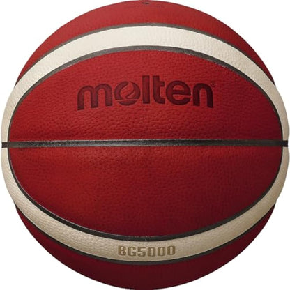 Molten BG5000 Basketball, Official International FIBA Game & Match Ball, FIBA Approved, Premium Real Leather, Indoor Play, Orange/Ivory