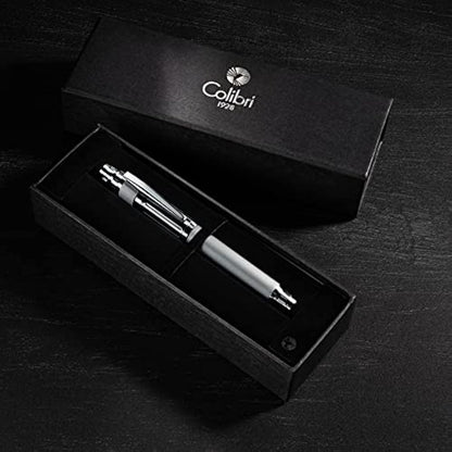 Colibri Ascari Fountain Pen-Polished Chrome and Brushed white Finish Luxury Pen-Medium Size Bock Nib System-Spring Clip-Includes Ink Convertor- Comes In a Nice Gift Box-Gift For Men And Women