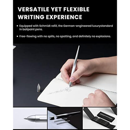 novium Hoverpen Interstellar Edition - Luxury Pen Made With Aerospace Alloys, Unique Aesthetic, Free Spinning Executive Pen, Desk Decor, Best Boss Gifts for Women (Starlight Silver, 18K-Gold)
