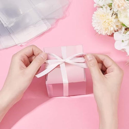 BENECREAT 20PCS Clear Party Favour Boxes 8x8x8cm Square PET Gift Boxes with Protective Film for Wedding Souvenir