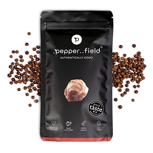 Pepper Field Kampot Pepper Red - 250g, Authentic Red Peppercorns Whole Cambodia, Fresh & Flavourful, Whole Peppercorns for Grinder & Kitchen, Great