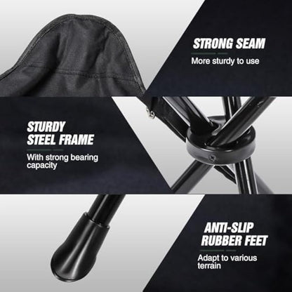 REDCAMP 2 Pack Tall Tripod Stool Folding, 22.4-inch Lightweight Tripod Chairs Portable for Backpacking Hiking Hunting Fishing, Dark Black