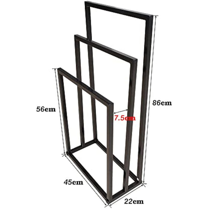 DUMEE Freestanding Towel Holder with 3 Towel Stands Rail for Bathroom Accessories Organizer, Bath & Hand Towels Storage, Black