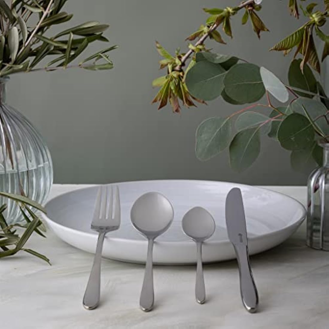 Viners Eden 24 Piece Elegant Mirror Polished Stainless Steel Flatware Gift Box, Silver