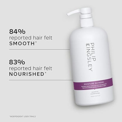Philip Kingsley | Moisture Extreme Enriching Shampoo | For Curly, Dry, Damaged Hair | Moisturises, Hydrates, and Adds Shine| Detangles and Controls Frizz Adds Shine | 1000ml