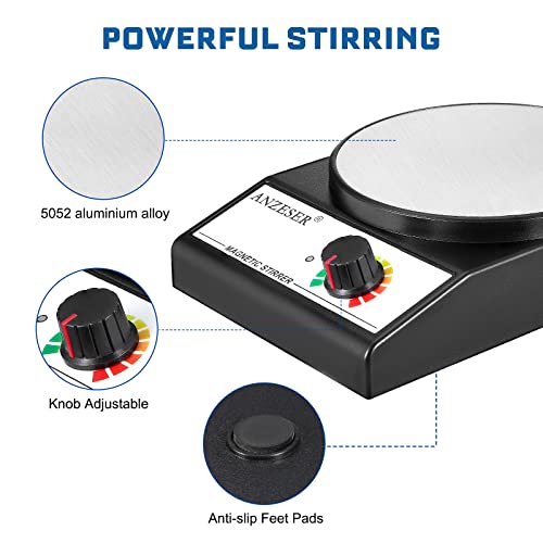 ANZESER Magnetic Stirrer Magnetic Mixer 3500 RPM with Stir Bar Max Stirring Capacity 3000mL (UK PLUG)