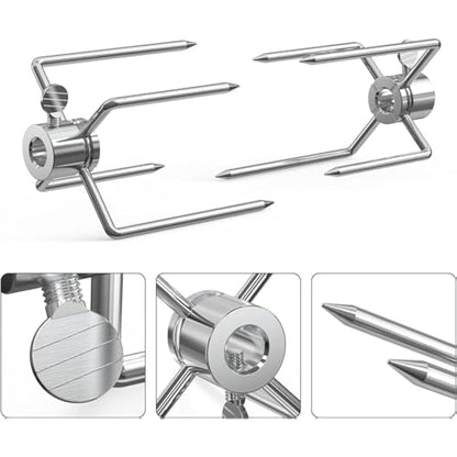 onlyfire 2 Pcs Metal Rotisserie Forks, Fits 8MM Square Spit Rods, Replacement for Rotisserie Kits, Steel Handle, Dishwasher Safe