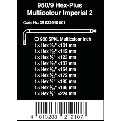 Wera 05022640001 950/9 Hex-Plus Multicolour Imperial 2, 9-teilig