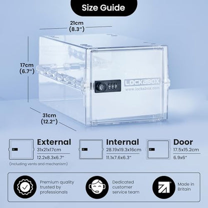 Lockabox One Crystal | Premium Lockable Storage Box | 10 Litre Combination Lock Box For Food, Medicine & Home Safety | BPA-Safe