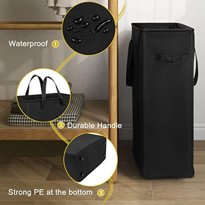 Chrislley Slim Laundry Basket Small Foldable Laundry Hamper Collapsible Washing basket Laundry Bin with Handle