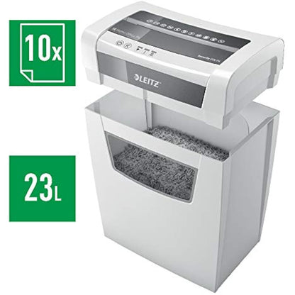 Leitz IQ Home Office Cross Cut Paper Shredder, Shreds 12-10 Sheets (70-80 gsm), 23L Bin, White, 80091000