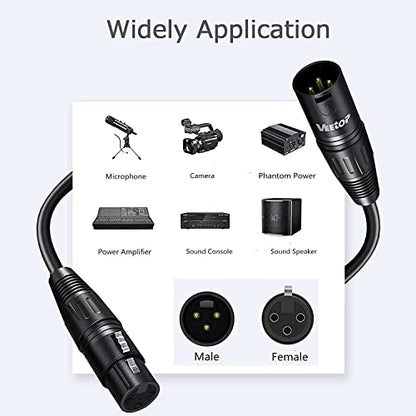 Veetop 20m XLR to XLR Cable, 3 Pin Male to Female Balance Audio XLR Microphone Cable Microphone Extension Cable for PA System,Studio Recorder,Amplifier, Audio Mixer,Speakers System, Audio Recording