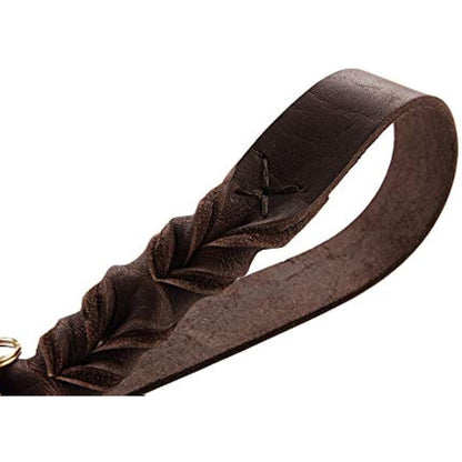 HUNTER Sansibar SOLID Adjustable Leather Dog Lead Braided Durable Elegant 2 x 200 cm Dark Brown