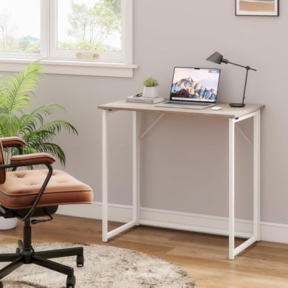 Dripex Folding Desk Foldable Small Computer Desk Writing Table for Small Place Easy Assembly, Oak