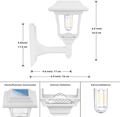 LeiDrail Solar Fence Lights, 4 Pack Solar Lights Outdoor Garden LED Solar Powered Outdoor Wall Fence Lights Waterproof Decor for Patio Yard Warm/Cold White