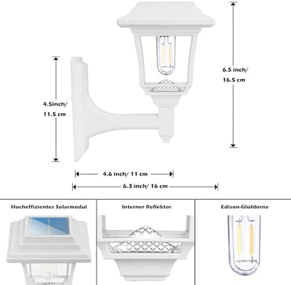 LeiDrail Solar Fence Lights, 4 Pack Solar Lights Outdoor Garden LED Solar Powered Outdoor Wall Fence Lights Waterproof Decor for Patio Yard Warm/Cold White