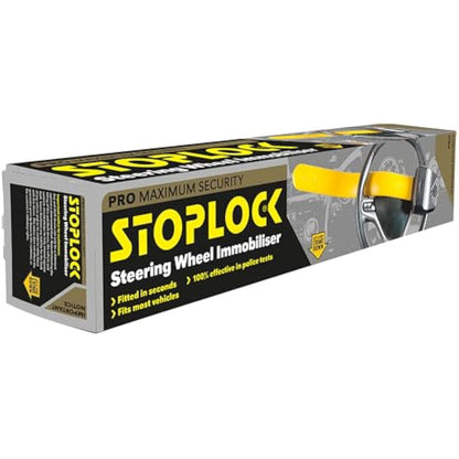 Stoplock 'Pro' Car Steering Wheel Lock W/Keys HG 149-00 - Anti-Theft Security Device - Vehicle Crime Prevention, Black and Yellow (Pack of 1)