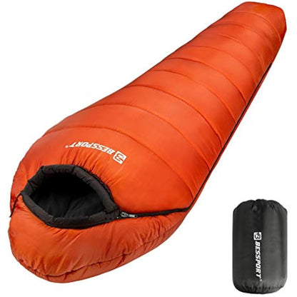 Bessport Sleeping Bag, 4 Seasons 0°C Sleeping Bag, Small Pack Size & Ultralight Outdoor Sleeping Bag, Mummy Sleeping Bag for Camping, Travel, Outdoor and Tent
