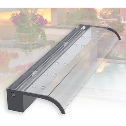 LONGRUNNEW Pond Waterfall Blade Kit, 90cm Acrylic Pool Fountain with Accessories, Width 18cm Curved Outlet Spillway for Garden Patio Pond Decoration